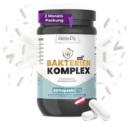 Bakterienkomplex | 12 aktive Bakterienstämme – hochdosiert 100 Mrd. KBE/g | 2-Monats-Kur für eine natürlichen Darmflora | magensaftresistent & vegan – ohne Inulin | mit Lactobacillus & Bifidobakterien