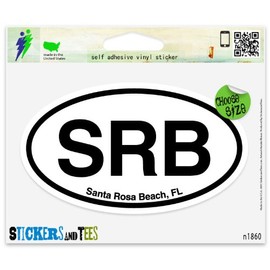 SRB Santa Rosa Beach Florida Oval Vinyl Car Bumper Window Sticker 3" x 2"