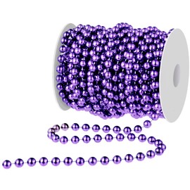 50 Feet Christmas Tree Beads Artificial Pearls Beads Garland Plastic Beads Roll for St. Patrick's Day Wedding DIY Decoration Supplies (Pink)