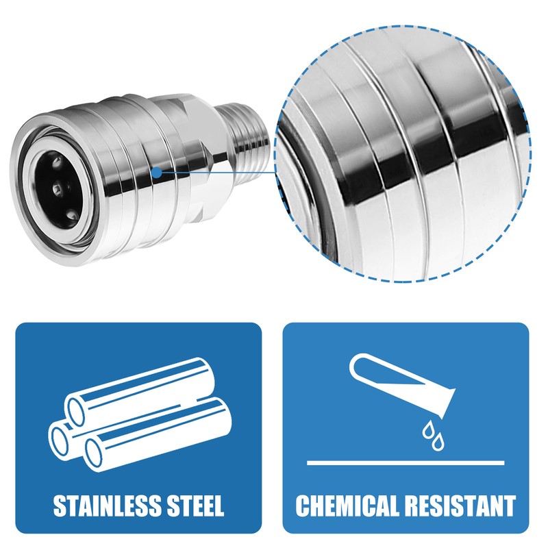 JOEJET 1/4" Pressure Washer Fittings-Stainless Steel Pressure Washer Adapter-1/4" Quick
