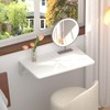 TEAMIX Wall Mounted Folding Table, White Floating Desk for Small
