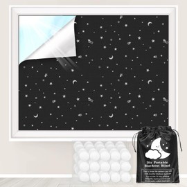 Blackout Curtains, 118" x 57" - Portable Window Curtain Shade 100% Black Out Room Darkening Light Blocking Drapes for Bedroom Living Room - Star