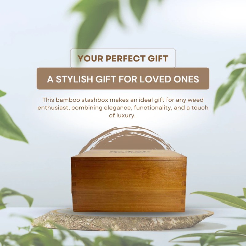 Kashmir Premium Bamboo Stash Box with Accessories, Jar & Grinder