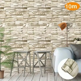 Papel Tapiz Autoadherible 45cm*10m 3d Patrón Ladrillo Papel