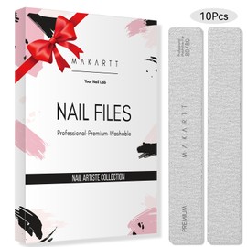 Makartt Nail File: 80/80 Grit Emery Boards for Nails, 10pcs Professional Washable Doubled Sides Coarse Toenail Filer Heavy Duty for Acrylic and Extension Gel Removal, Pedicure Manicure Tools