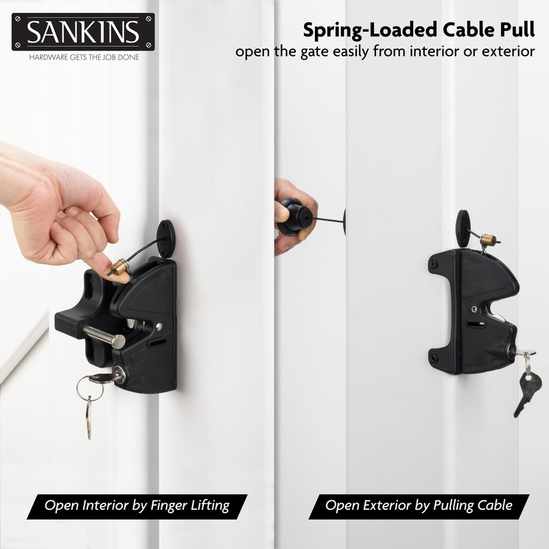 SANKINS Key Lockable Fence Gate Latch, 2 Sided Gate Lock
