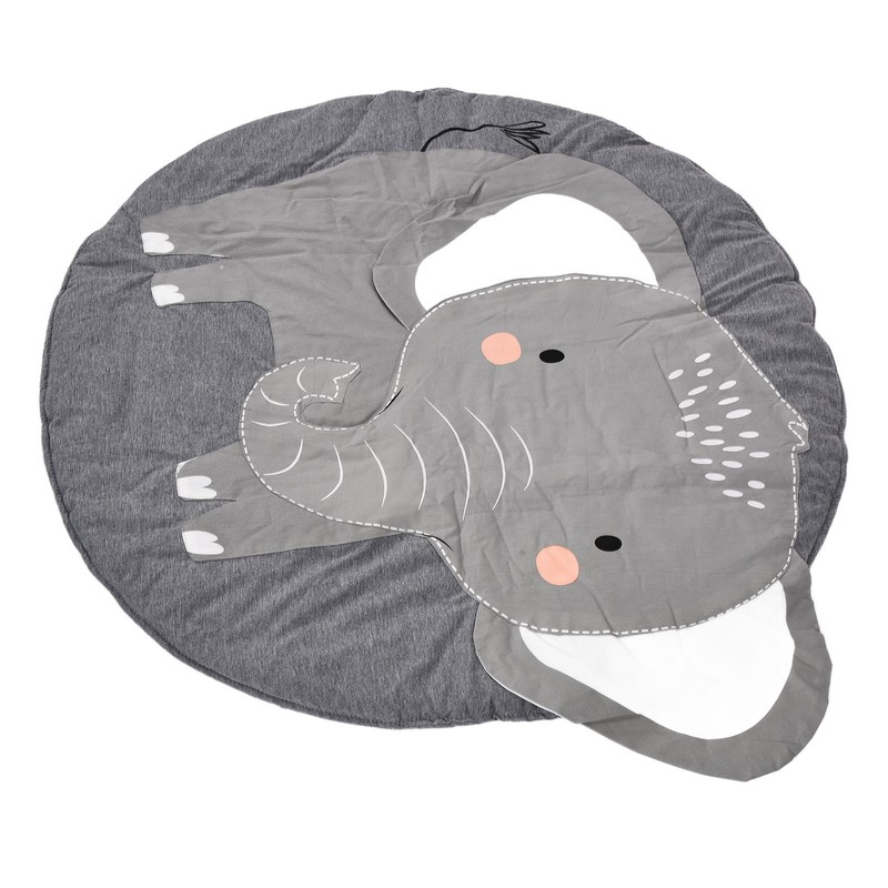 Baby Play Mat Round Cartoon Elephant Pattern Soft Cotton Decoration