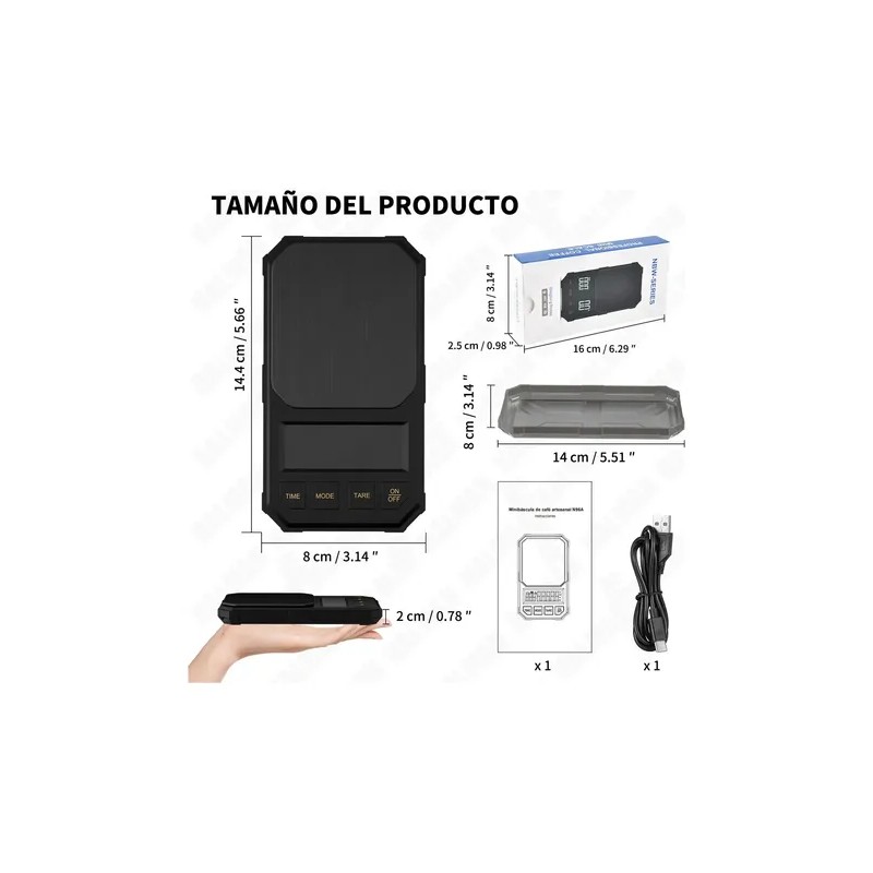 Báscula Digital de Cocina HALMAN con Temporizador para Café y