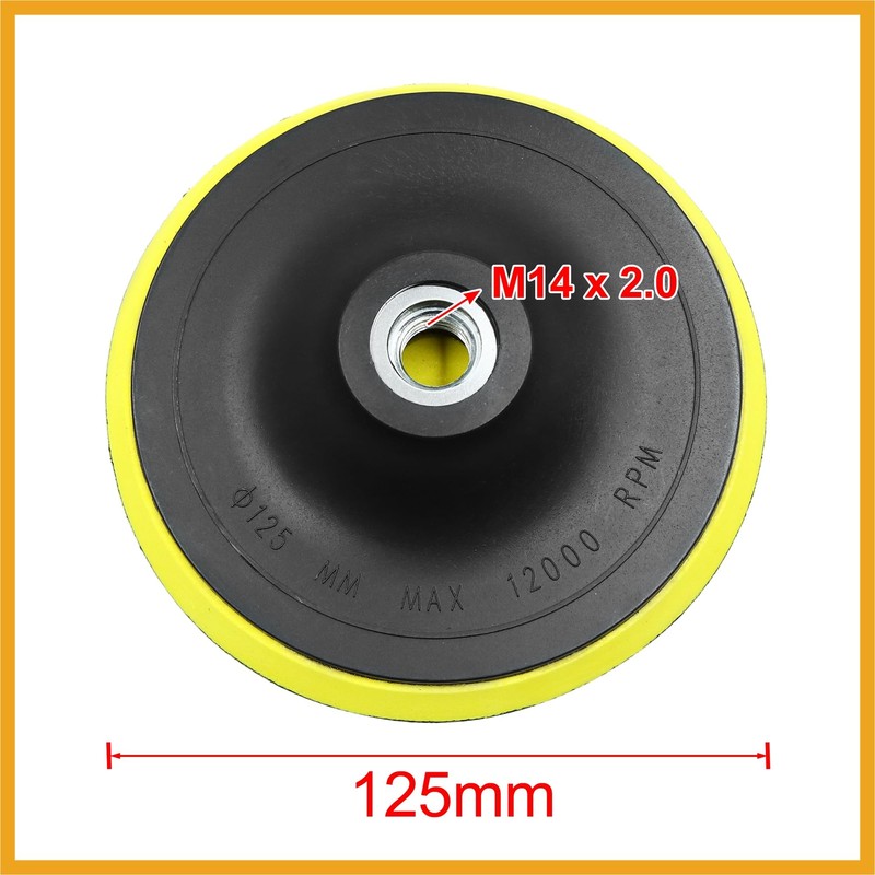 Partuto 5 Inch M14x2.0 Pad Backing Plate Hook Loop Polisher