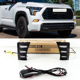 ECAHAYAKU LED Front Bumper DRL Fit For 2023-2025 Toyota Sequoia Daytime running Light Fog Light Driving Daylight with Sequential Amber Turn Signal light