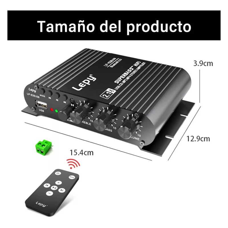 Gmdr Amplificador 2.1 Hifi Stereo Subwoofer Con Bluetooth/ Remoto