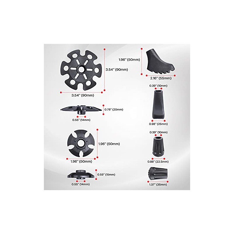 TheFitLife Trekking Poles Accessories Set - Rubber Replacement Pole Tip