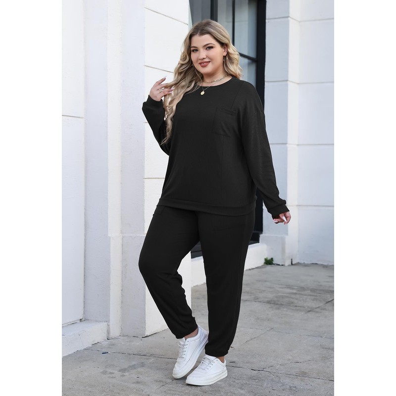 Nemidor Womens Plus Size 2 Piece Fall Matching Lounge Sets
