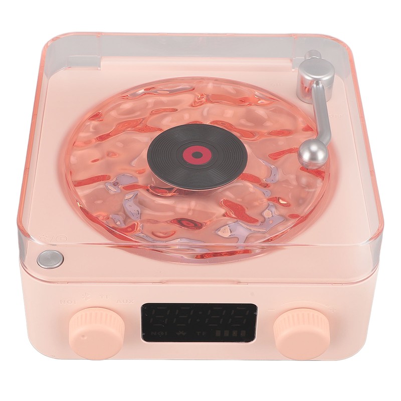 Record Player Style Bluetooth Speaker with Night Light and Time