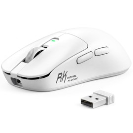 RK ROYAL KLUDGE RK MO3 Wireless Gaming Mouse, 48g Lightweight Computer Mouse, Bluetooth/2.4G/Wired Rechargeable PC Game Mice with Programmable Buttons and Silent Clicks, 6000 DPI for Laptop/Mac, White