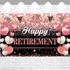 FHGG Happy Retirement Party Backdrop Banner Decorations Rose Gold Large