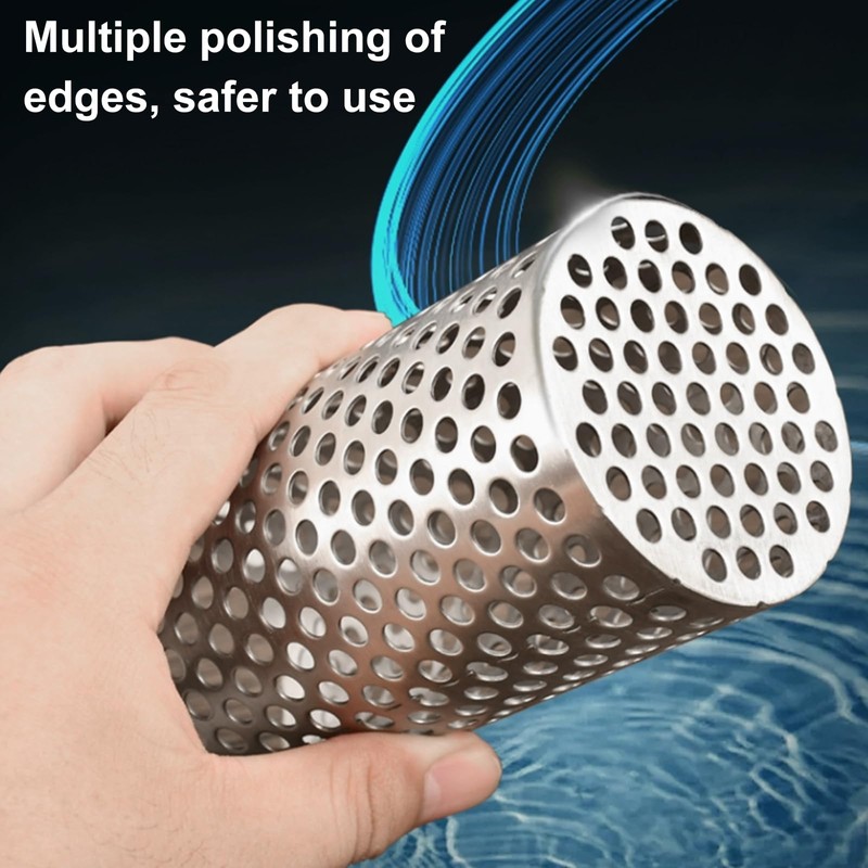 3" Commercial Floor Drain Strainer, 4'' High, Thick Perforated 316