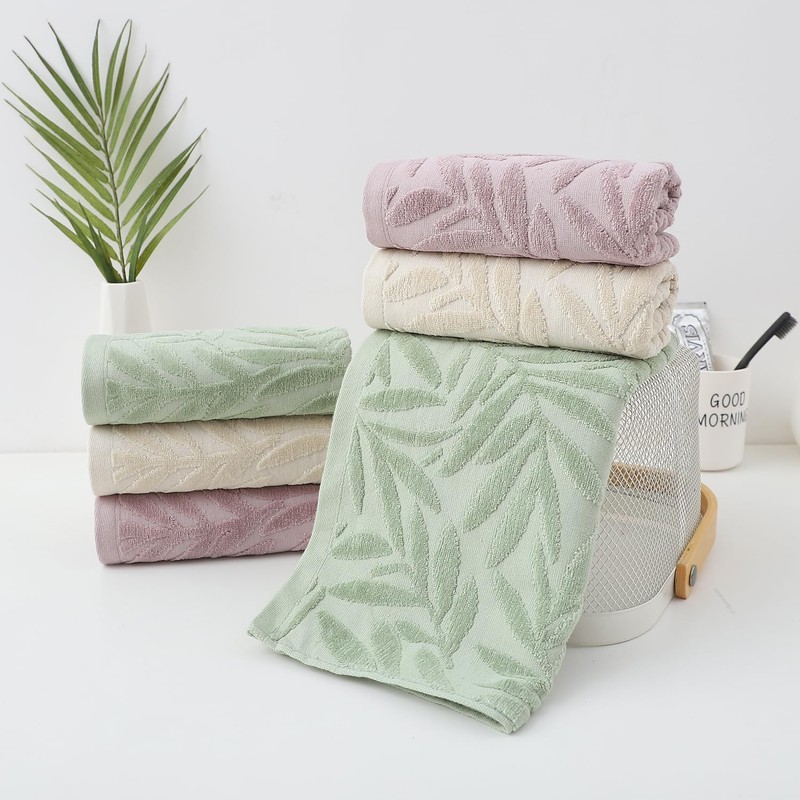 Pidada Hand Towels Set of 2 Leaf Pattern 100% Cotton
