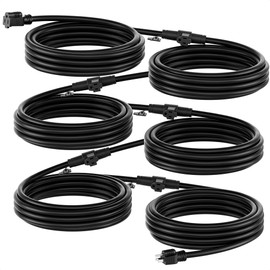 [UL Listed] Cable Matters 12AWG 50ft 15A Weatherproof Outdoor Power Extension Cord in Black with 6 Spaced Outlets - Outdoor Rated with Built-in Hanging Mounts for Christmas Lights and More