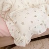 BuLuTu Beige Floral Toddler Pillowcase Muslin with Ruffles,Kids Girls Small