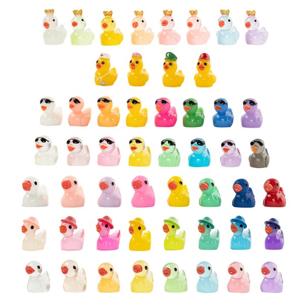 GTUDOR 52PCS Mini Resin Ducks, Tiny Plastic Ducks Bulk Little