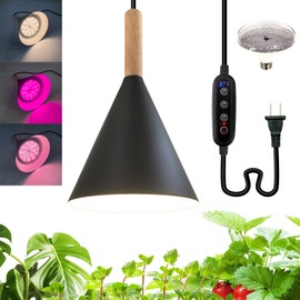 JMXULONG Hanging Grow Lights for Indoor Plants,Pendant Plant Lights for Indoor Growing,15W Full Spectrum, with Timer and 15FT Power Cord, Hanging Grow Light,Large Tall Plant Greenhouse (Black)