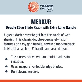 Merkur Double Edge Blade Razor with Extra Long Handle, Black