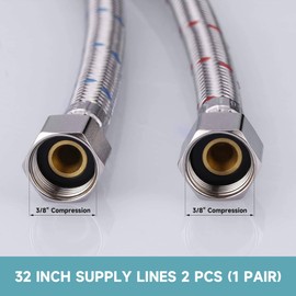 ARRISEA 32-Inch Long Braided Stainless Steel Bathroom Faucet Supply Hose, Kitchen Faucet Connector Braided Supply Hose3/8'' Female Compression x M10 Male x 2 Pcs (1 Pair)