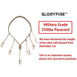 GLORYFIRE Duck Call Lanyard with Removable Drops Secures 5 Call Premium Military Grade Real Nylon Game Call Lanyard Hand Braided Camo 550LB Paracord Goose Calls for Hunting Predator Ducks Dog Whistle