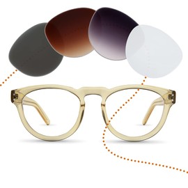 Sym Round Glasses with Prescription from -4.00 to +4.00 with Interchangeable Lenses in 6 Colours for Myopia and Farsightedness - Women - Kiez Collection Model Anton, Crystal Yellow | High Gloss