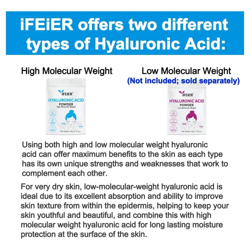 Ácido Hialurônico Em Pó Ifeier De Alto Peso Molecular 60g