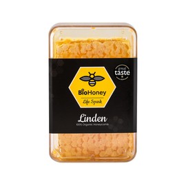 BioHoney Organic Linden Honeycomb 200g - Great Taste Award 100% Pure Raw Gourmet Honeycomb, 100% All-Natural, Fresh From The Apiaries SGS Certified GB-ORG-04 BioHoney.uk