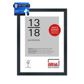 DEHA Design Tribeca Photo Frame 5x7, Aluminium Picture Frame 13x18cm, Black Photo Frame with Protective Acrylic Glazing and Push and Turn Clips - Brushed Frosted Black