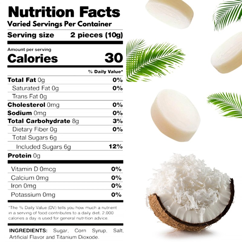 Coconut Hard Candy - 2 Pounds Individually Wrapped Candy, Creamy