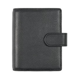 Ox Knight Leather A7 Binder Wallet, Refillable 6-Ring Pocket Size Ring Planner, Deluxe Planner Organizer with Planner Inserts and Exquisite Package (Black)