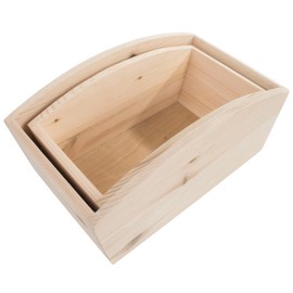 WooDeeDoo Set of 2 Wooden Planter Boxes – Nesting Unfinished Pine Wavy Edge Flower Pots Indoor Decorative Herb Troughs for Windowsill Craft Storage Kitchen Vegetables Bread or Gift Use