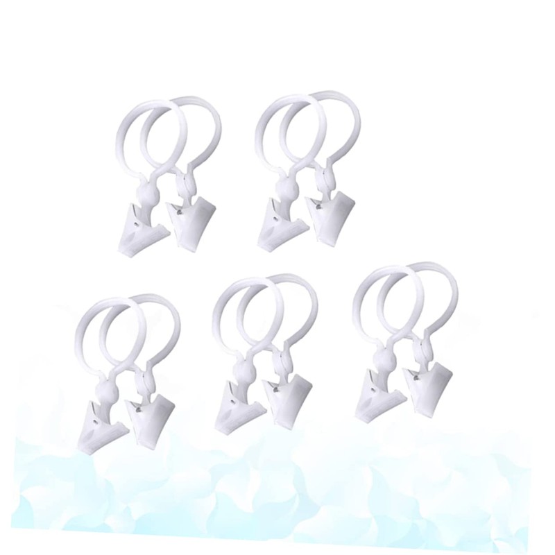 Zerodeko Shower Curtain Clips 10pcs 12x6cm Round Stable Plastic for