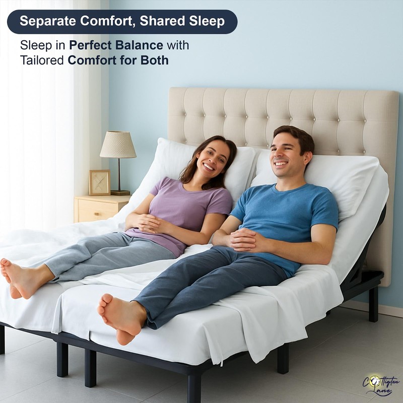 Cottington Lane Split Queen Sheets Sets for Adjustable Bed, Premium