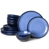 Pokini Blue Stoneware Dinnerware Set, 12 pcs Reactive Glaze Plates
