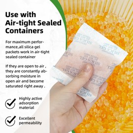 ROOMLINE 100 Gram (10 Packets) Silica Gel Packets, Desiccant Packs Silica Gel Desiccant Packets for Storage Rechargeable Moisture Absorbers Bags with Indicating Beads