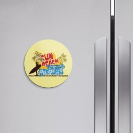 Unbranded Sun Beach Serfing | 4'' X 4'' Round Decorative Magnet