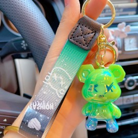 Moerstar Cute Keychain, Girls, Boys, Keychain, Stylish, Gradient, Resin Key Holder, Popular, Bag Charm, Car Accessories, Key Holder, Easy to Carry, green