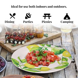 MEYREMUI 6-Piece Melamine Lemon Plates Set, 9" Unbreakable Dinner Salad Appetizer Dessert Plates, Break Resistant, Lightweight, Dinnerware for Indoors and Outdoors, Dishes for Party Picnic, Multicolor