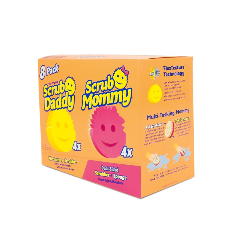 Scrub Daddy 4 Scrub Daddy Sponges & 4 Scrub Mommy