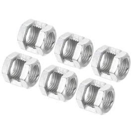 PATIKIL M10x1mm Hexagon Coupling Nut, 6 Pack 15mm Thread Zinc Plated Fastener Lamp Pipe Rod Connector Hex Hardware for Chandelier Ceiling Light DIY, Silver