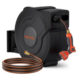 NEOTEC Retractable Garden Hose Reel 1/2 in x 130 ft Water Hose Reel Wall-Mount