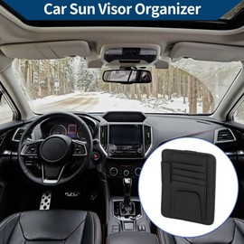 Hihaha Car Sun Visor Organizer/Front Sun Visor Storage Pouch W/Sunglasses Holder Card Slot for Car SUV Truck/Durable Visor Panel Organizer PU Leather / 1 Pc Black