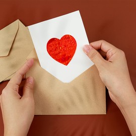 Red Heart Stickers Roll 1.5 Inch Valentine's Day Glitter Love Shape Labels Waterproof Removable for Craft Envelopes Boxes Gift Party Wedding 500 PCS