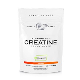 Muscle Feast Muscle Feast Creapure Micro - Micronized Creatine Monohydrate Powder | Premium Pre-Workout or Post-Workout | Easy to Mix, Gluten-Free, Safe and Pure, (Orange, 250g)