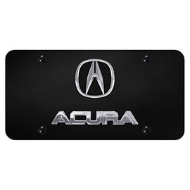 Au-tomotive Gold Compatible for Acura Chrome Logo and Name on Black License Plate